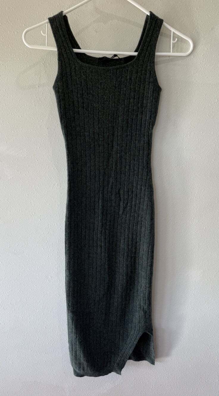 Allsaints All Saints Dress Womens XS Extra Small Green Wool Blend Knit Midi